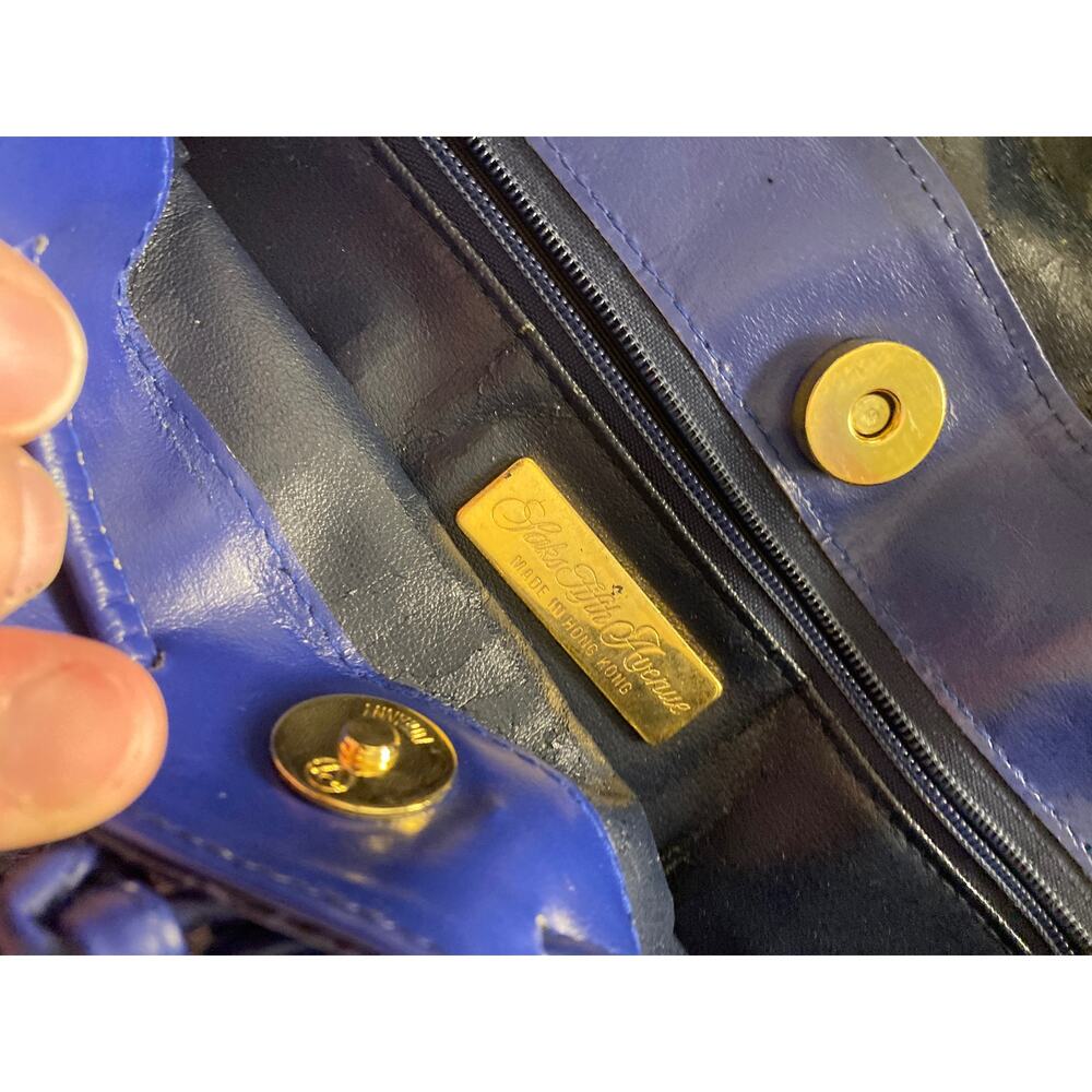 Saks Fifth Avenue Falchi Blue Snakeskin Purse Cinch Impeccable Exterior ~ Repair - Picture 8 of 13